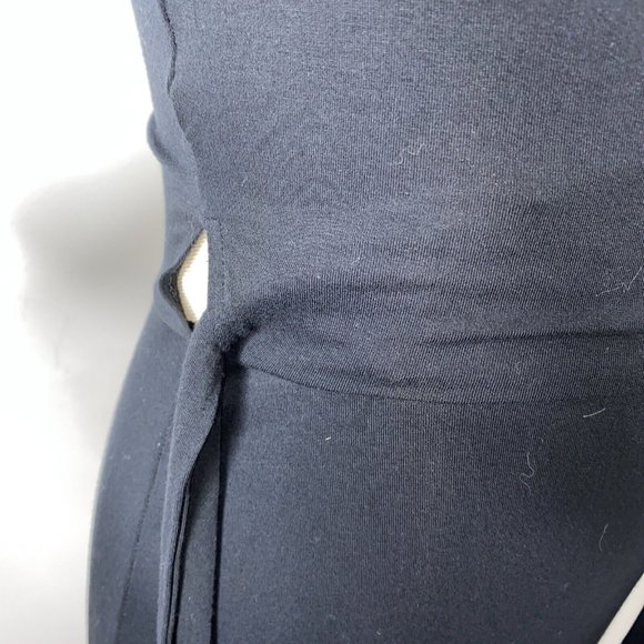 Banana Republic Black Dress Size XS  Wrap Look V Neck Midi 3/4 Sleeve Tie Waist - Picture 6 of 8